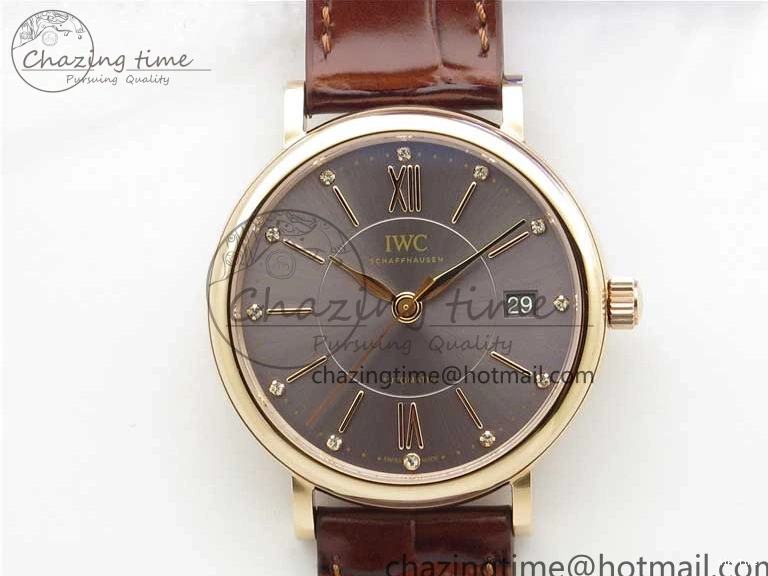 MIROTIME 0429 Portofino 37mm RG V7F 1:1 Best Edition Gray Dial on Deep Brown Leather Strap A SunProtective 7090